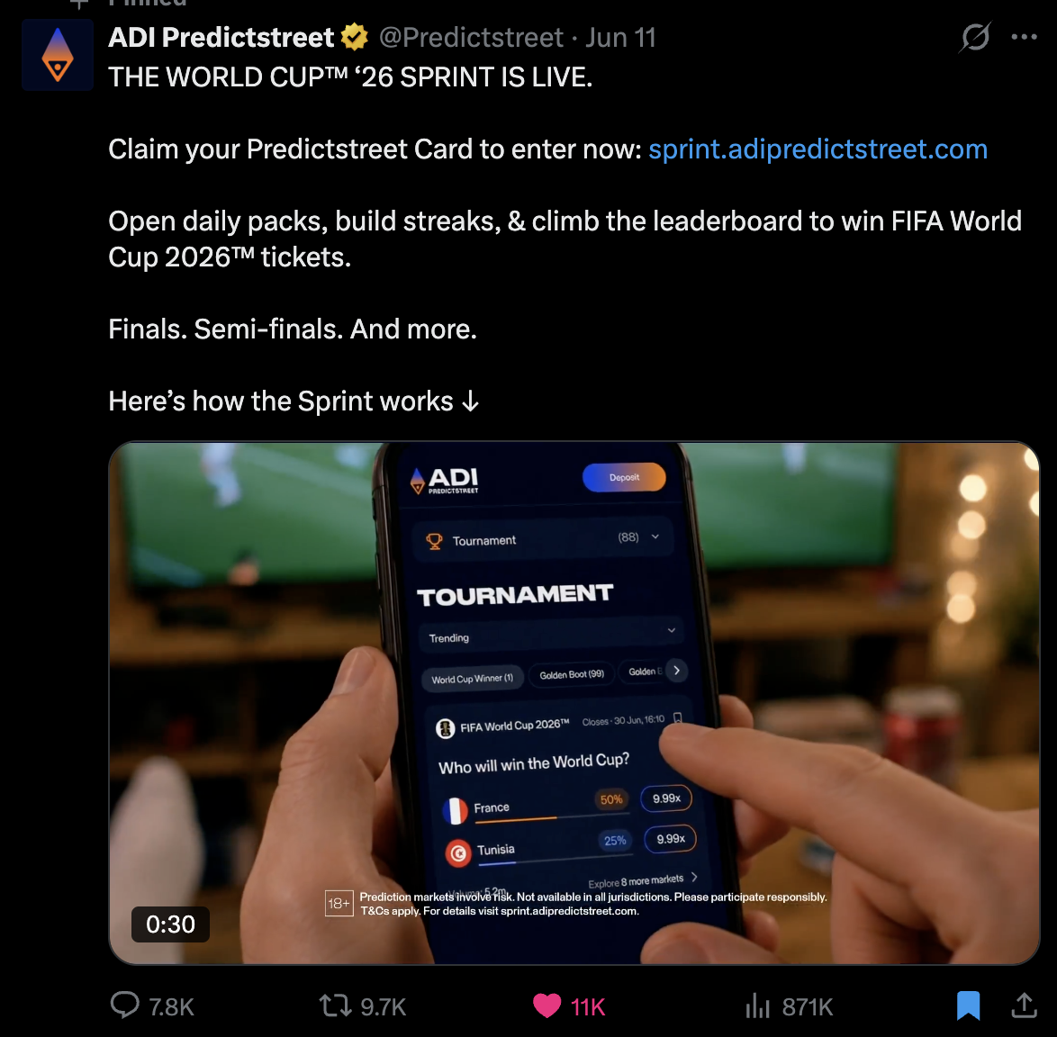 ADI Predictstreet — World Cup Sprint launch